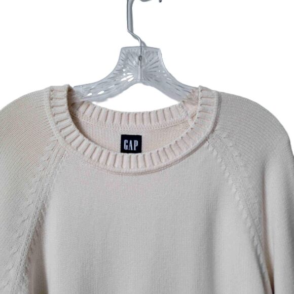 GAP Birch Crew Neck Cotton Sweater Long Sleeves Ribbed Cuffs Hem Small S809086 - Picture 3 of 8